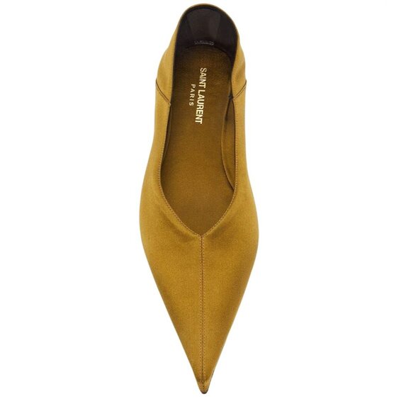 Saint Laurent Carolyn Slipper in Cuba Gold 40 With Box Womens Satin Flats - Picture 4 of 15